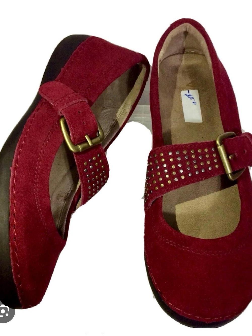 Vionic Burgundy Suede Mary Jane Shoes with Studded Strap - Picture 8 of 8